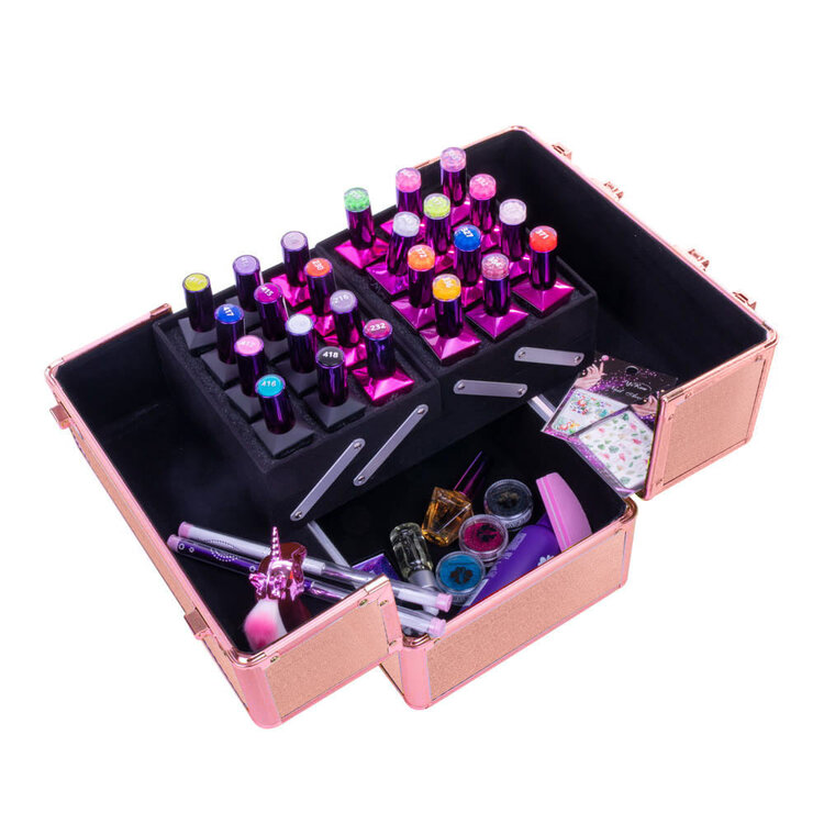 Mega Beauty Shop® Aluminium Koffer  met opbergvakken  Rosé Gold