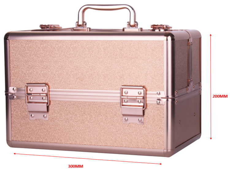 Mega Beauty Shop® Aluminium Koffer  met opbergvakken  Rosé Gold