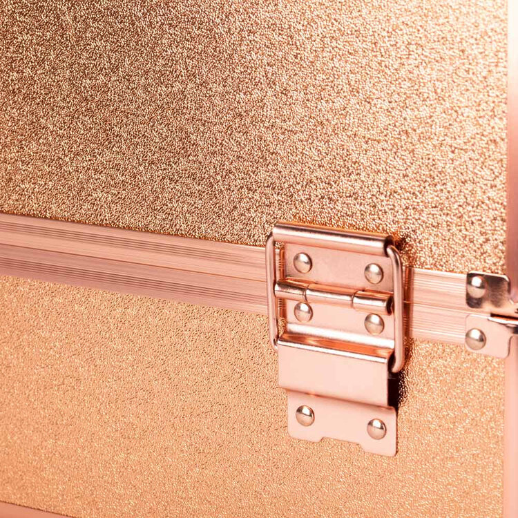 Mega Beauty Shop® Aluminium Koffer  met opbergvakken  Rosé Gold