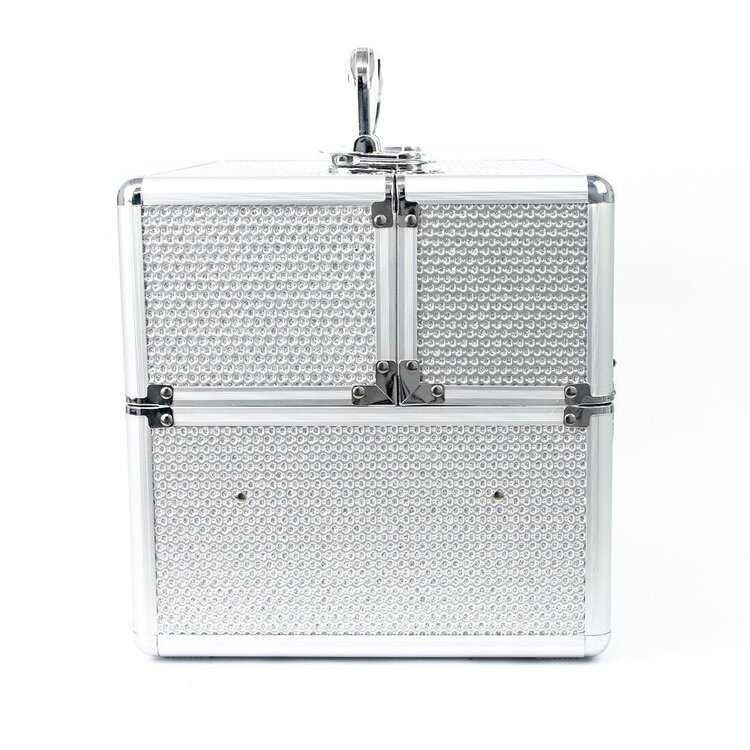 Mega Beauty Shop® Aluminium luxe koffer - zilver met stras