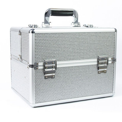 Mega Beauty Shop® Aluminium luxe koffer - zilver met stras