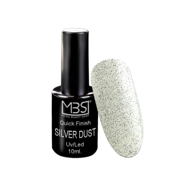 Mega Beauty Shop® Uv Quick Finish  gel 10ml zonder plaklaag (zilver dust effect)