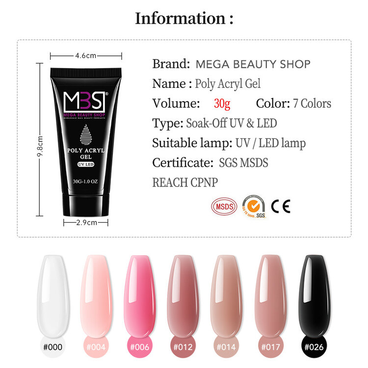 Mega Beauty Shop® Polyacryl gel  (30 gram)