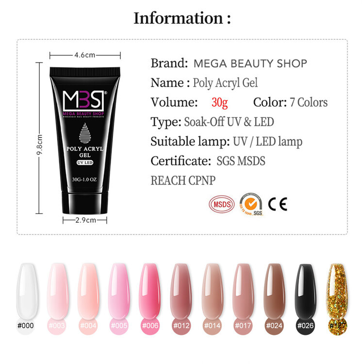 Mega Beauty Shop® Polyacryl gel  (30 gram)