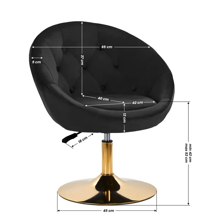Mega Beauty Shop® Draaistoel LUX zwart fluweel