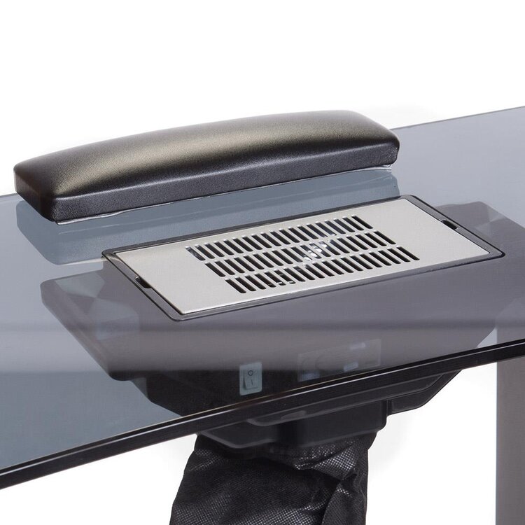 Mega Beauty Shop® Manicuretafel PRO  zwart met afzuiging en glasplaat