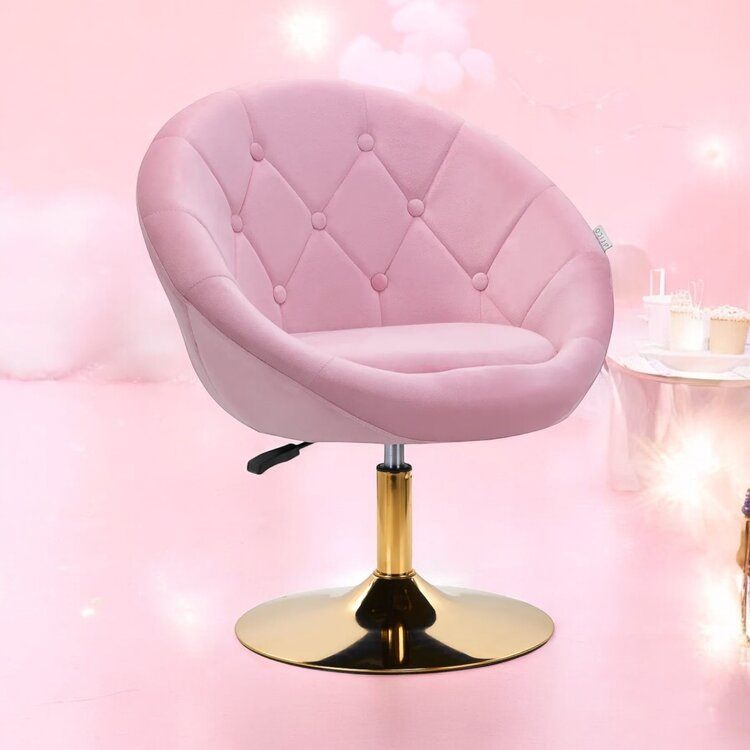 Mega Beauty Shop® Draaistoel LUX roze fluweel
