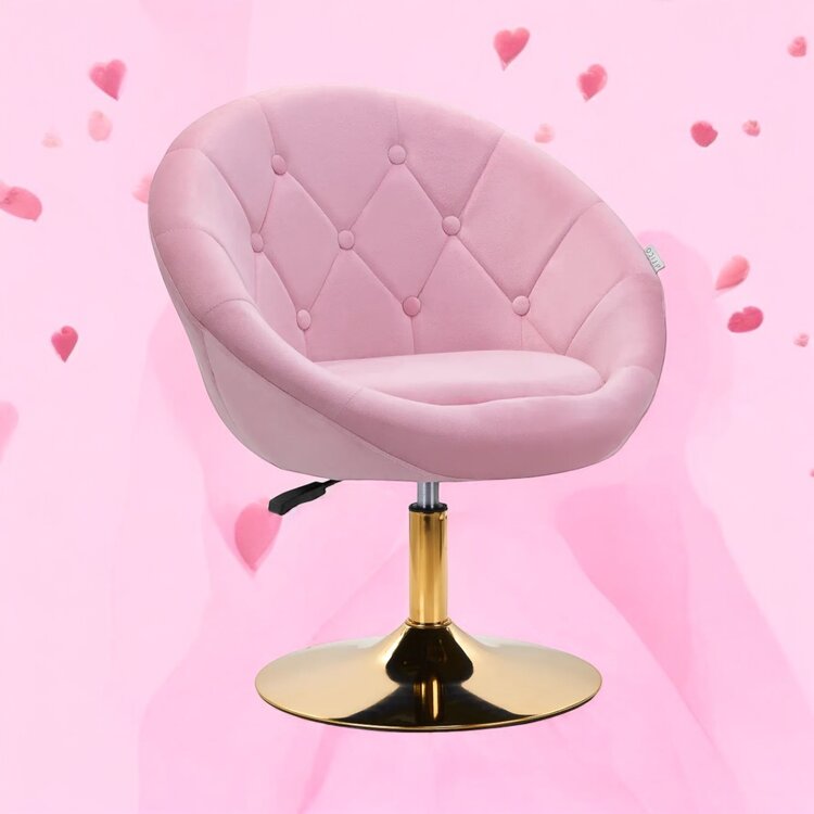 Mega Beauty Shop® Draaistoel LUX roze fluweel