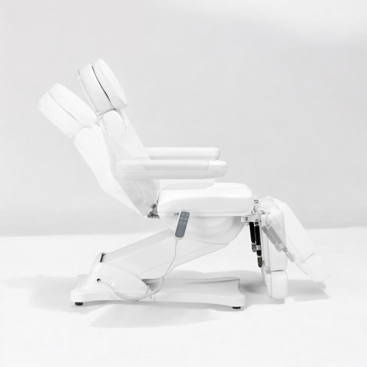 Mega Beauty Shop® Elektrische behandelstoel Wit/ Licht roze  (3 motoren)