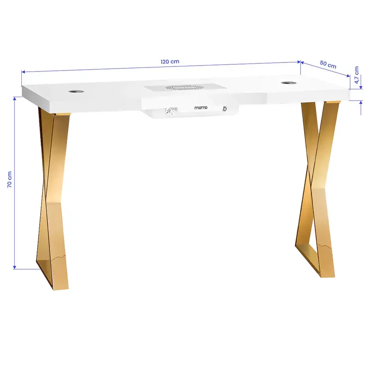 Mega Beauty Shop® Manicuretafel  wit/goud met afzuiging