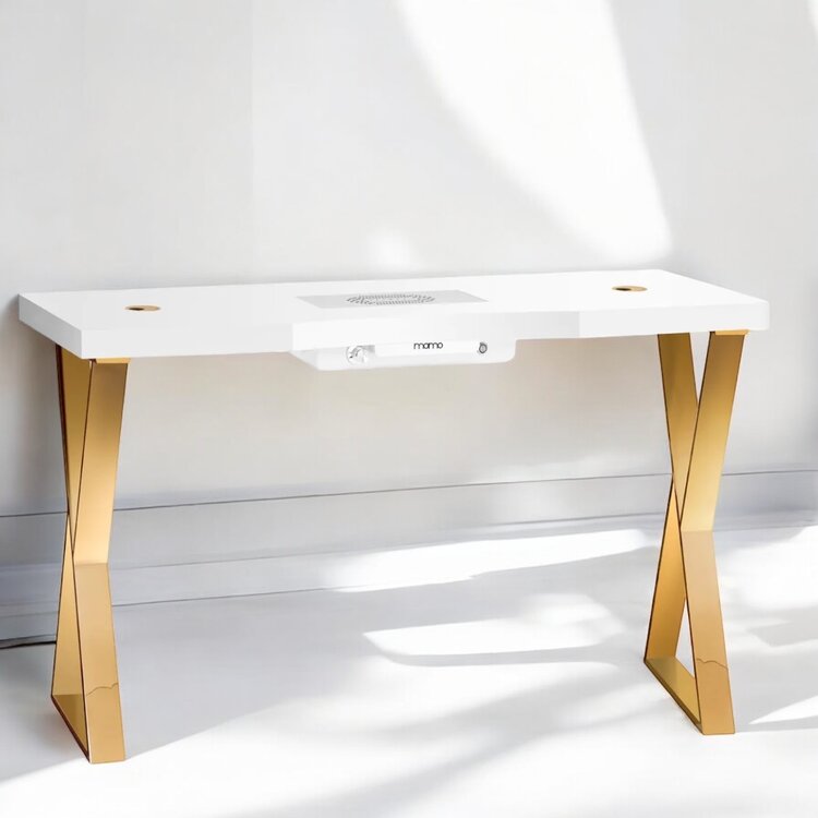 Mega Beauty Shop® Manicuretafel  wit/goud met afzuiging