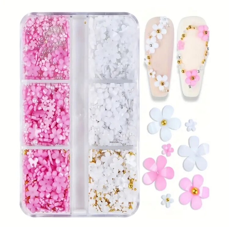 Mega Beauty Shop® Acryl Bloemen 3D wit&roze