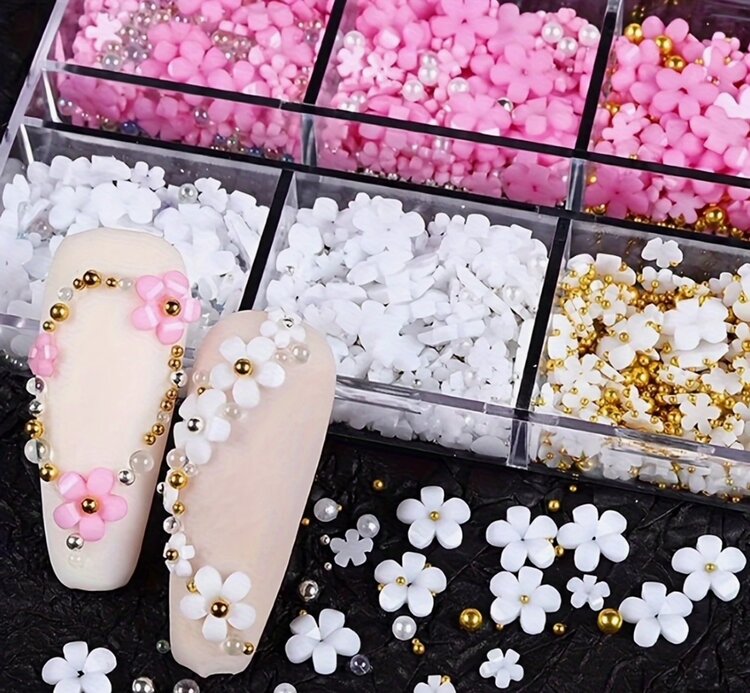 Mega Beauty Shop® Acryl Bloemen 3D wit&roze