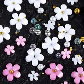 Mega Beauty Shop® Acryl Bloemen 3D wit&roze