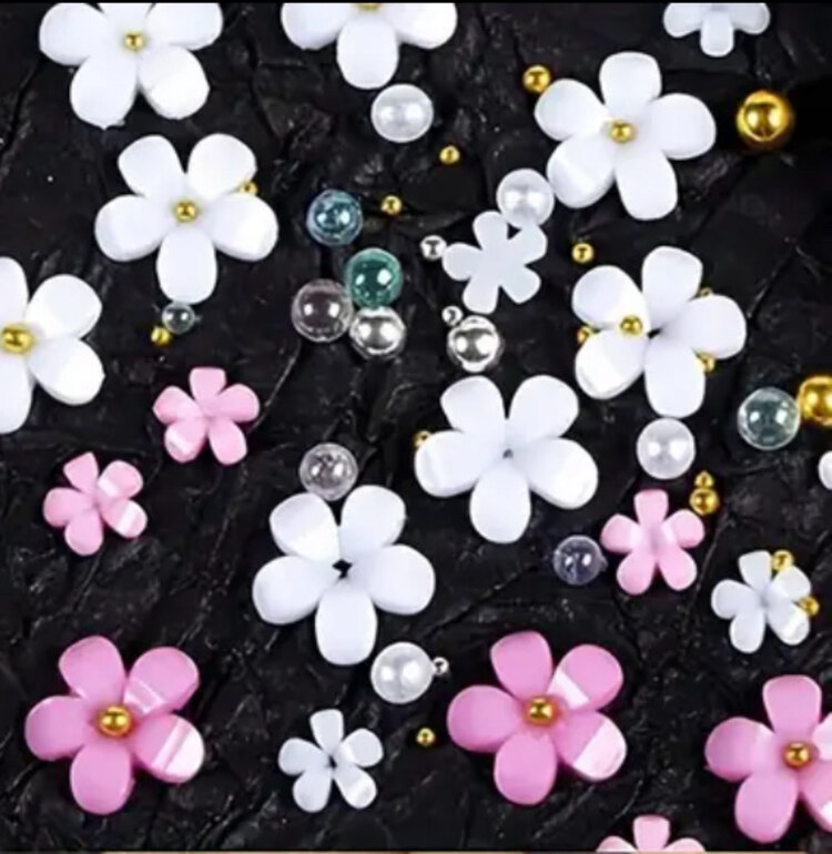 Mega Beauty Shop® Acryl Bloemen 3D wit&roze