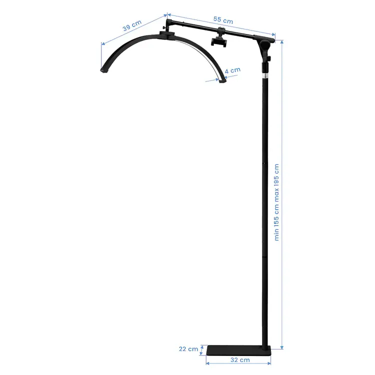 Mega Beauty Shop® Half Moon Light LED Moonlight Zwart met statief