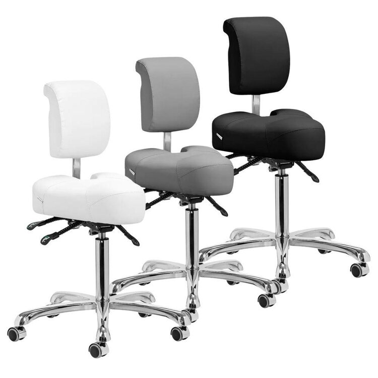 Mega Beauty Shop® Werkstoel met rugleuning wit