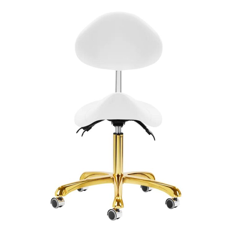Mega Beauty Shop® Zadelkruk met rugleuning - Wit/Goud