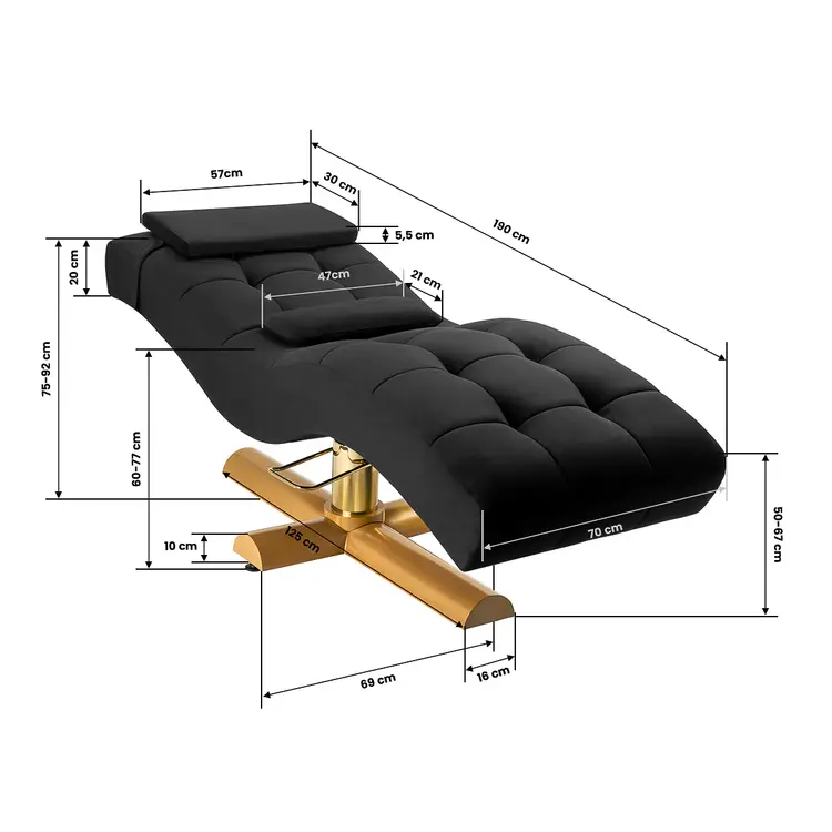 Mega Beauty Shop® Professionele wimperstoel zwart met gouden voet