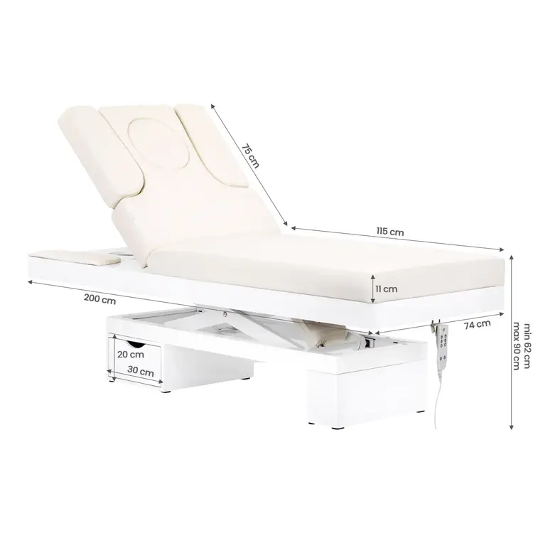 Mega Beauty Shop® Behandelbed SPA  gloeiend wit, verwarmd