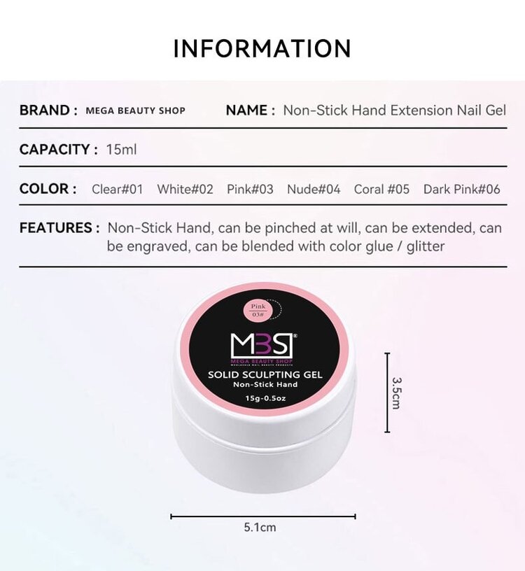 Mega Beauty Shop® Sculpting  3d gel pearl 15gram TPO free