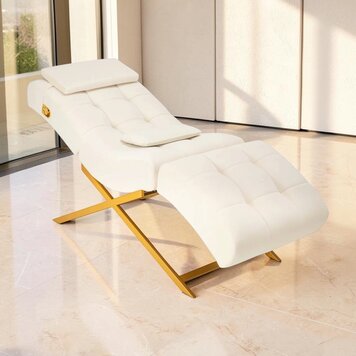 Mega Beauty Shop® Professionele wimperstoel wit met gouden voet
