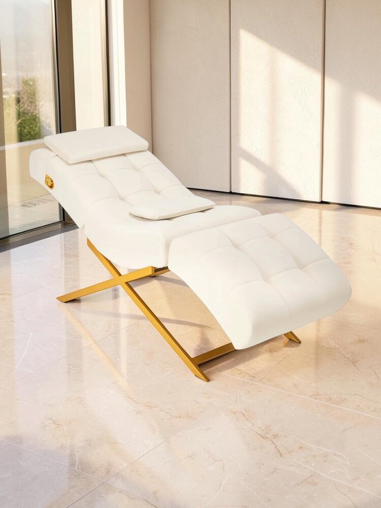 Mega Beauty Shop® Professionele wimperstoel wit met gouden voet
