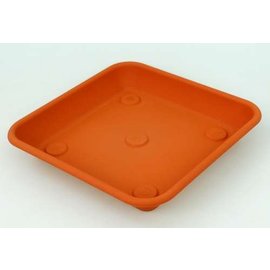 Large square containerpot Terrae Quadro 25 terracotta saucer