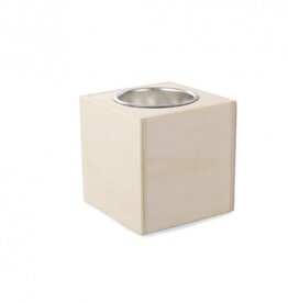 Houten vierkante kaarshouder