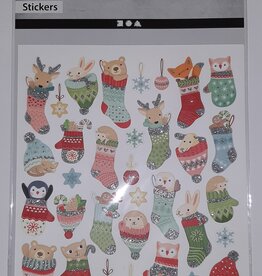 Stickervel Diertjes in Kerstsok