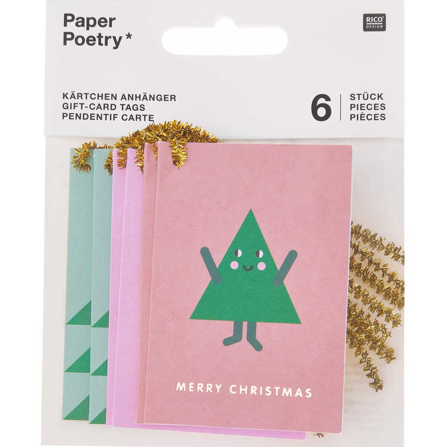 Rico Design Cadeaukaartjes Merry Christmas pastel