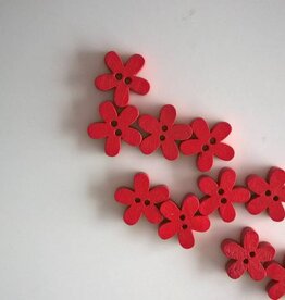 Houten knopen bloemvorm - ROOD