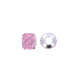 Pandora stijl strass kraal 11 x 10 mm roze