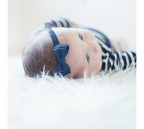 Your Little Miss Baby headband with double bow - Dark blue