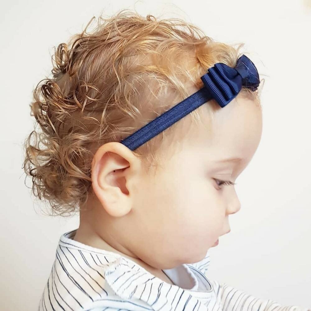 Your Little Miss Baby headband with double bow - Dark blue