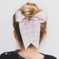 Your Little Miss Hair tie with big bow - Neutral check