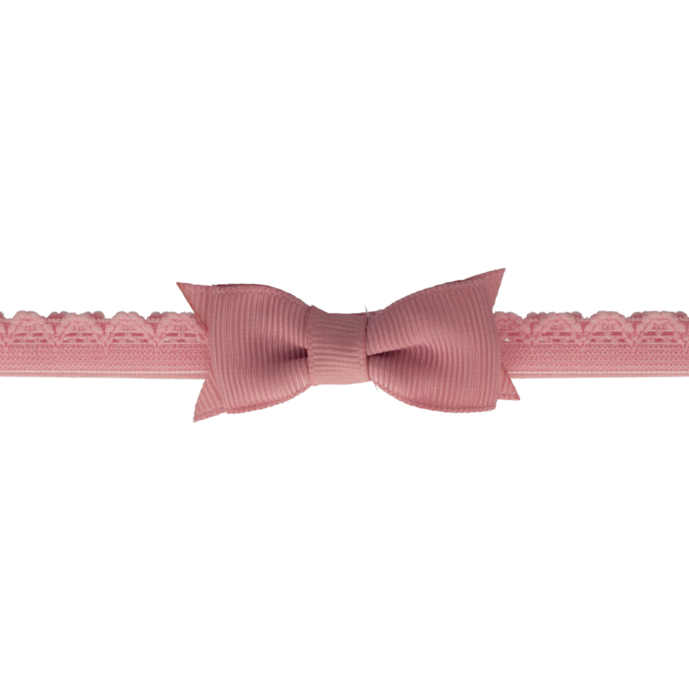 Your Little Miss Newborn baby headband with lace bow - Pink quartz