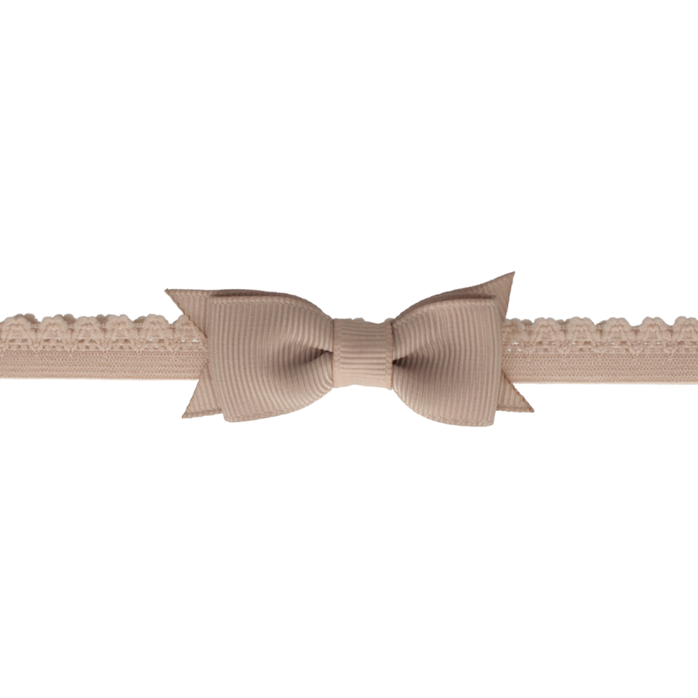 Your Little Miss Newborn baby headband with lace bow - Taupe Your Little Miss Newborn baby headband with lace bow - Taupe