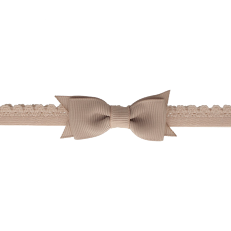 Your Little Miss Newborn baby headband with lace bow - Taupe Your Little Miss Newborn baby headband with lace bow - Taupe