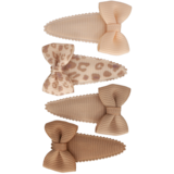 Your Little Miss Baby-Klick-Klack-Haarspangen mit Schleife - Nude animal