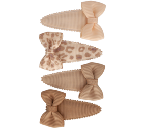 Your Little Miss Baby snap clips with bow - Nude animal