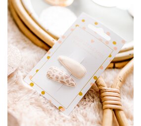 Your Little Miss Baby snap clips with fabric - Pink animal