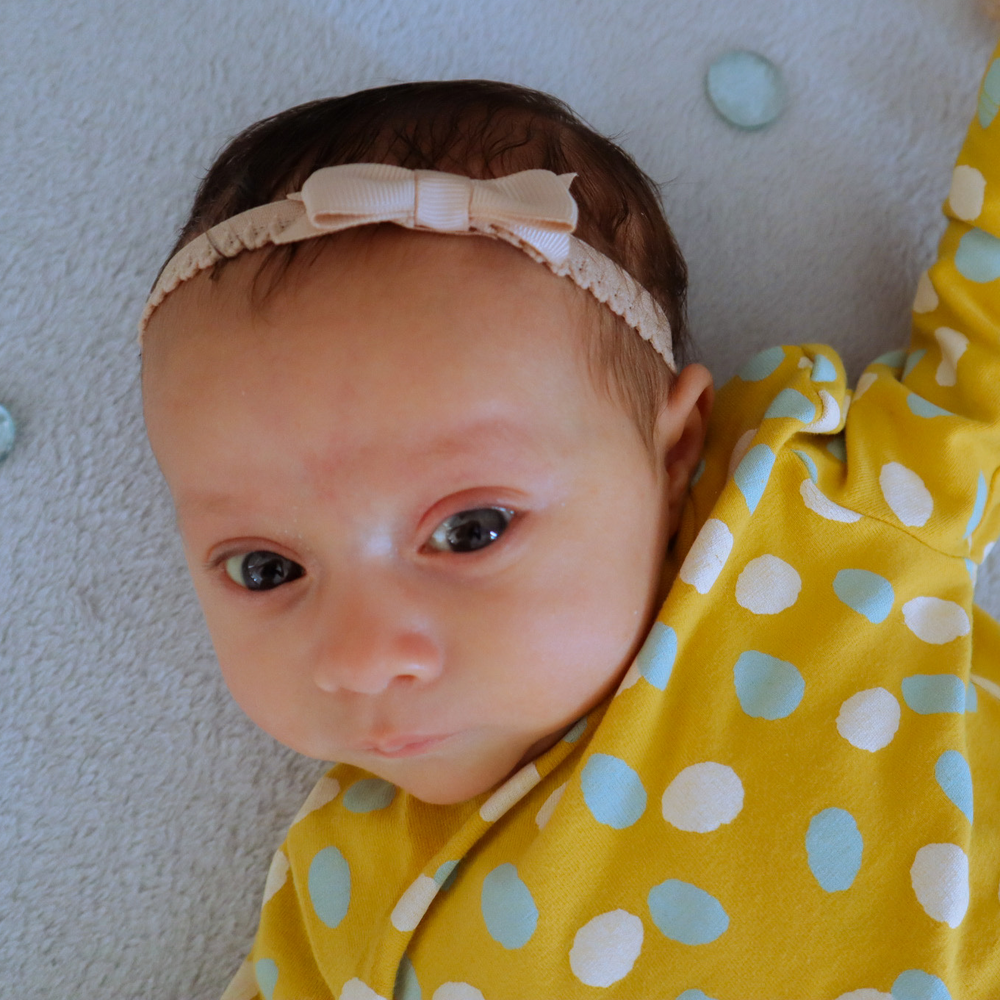 Your Little Miss Newborn baby headband with lace bow - Tan