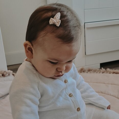 Your Little Miss Baby-Klick-Klack-Haarspangen mit Schleife - Nude animal