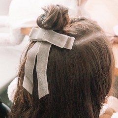 Your Little Miss Haarspeldje met strik - Gray velvet sparkle