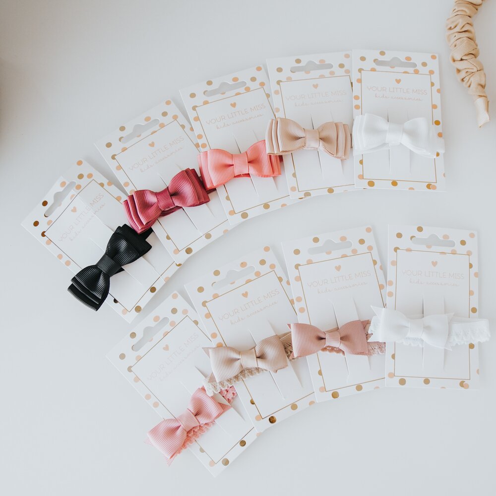 Your Little Miss Newborn baby headband with lace bow - Pink quartz