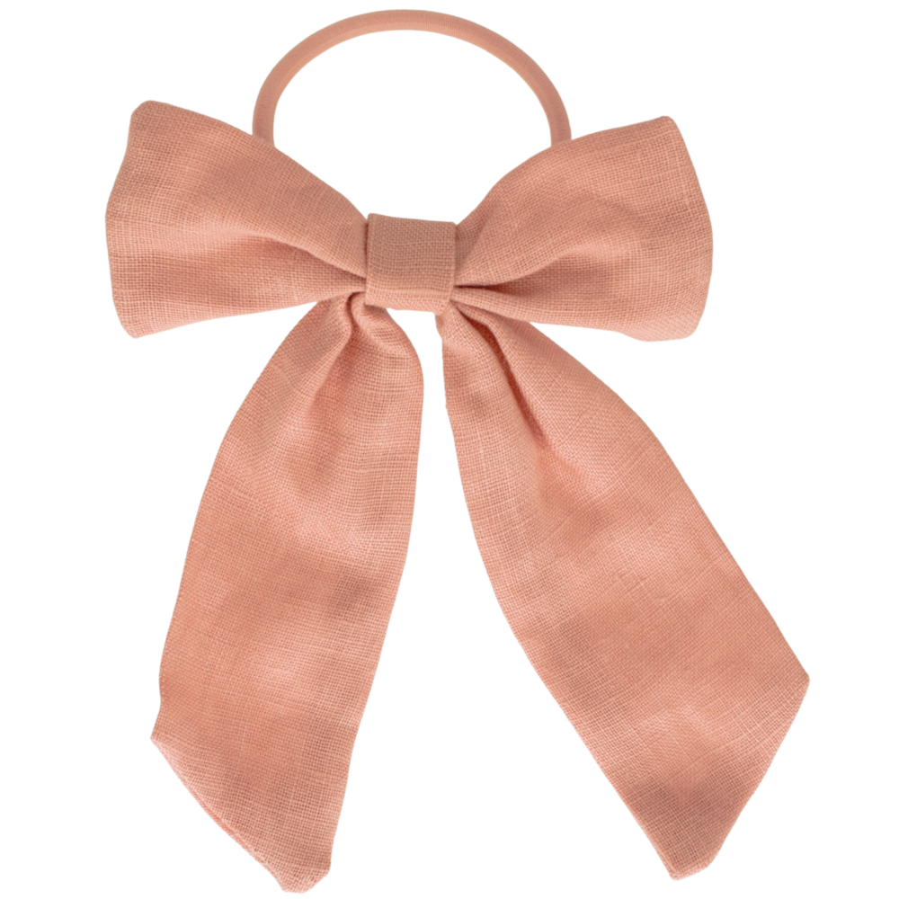 Your Little Miss Haarelastiek met grote strik - sweet nectar linen Your Little Miss Haarelastiek met grote strik - sweet nectar linen