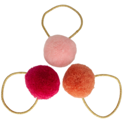 Your Little Miss Basic hair ties with pom-poms - perfect pink