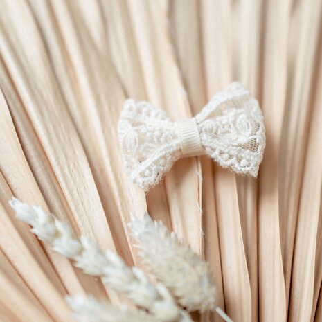 Your Little Miss Baby hair clips with bow - cream lace