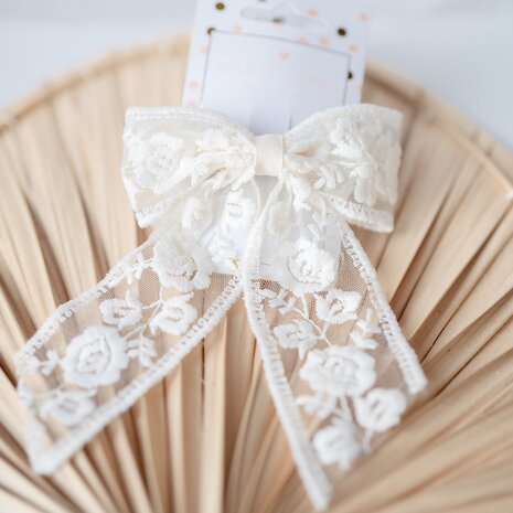 Your Little Miss Fermagli per capelli ragazza con grande fiocco - cream lace